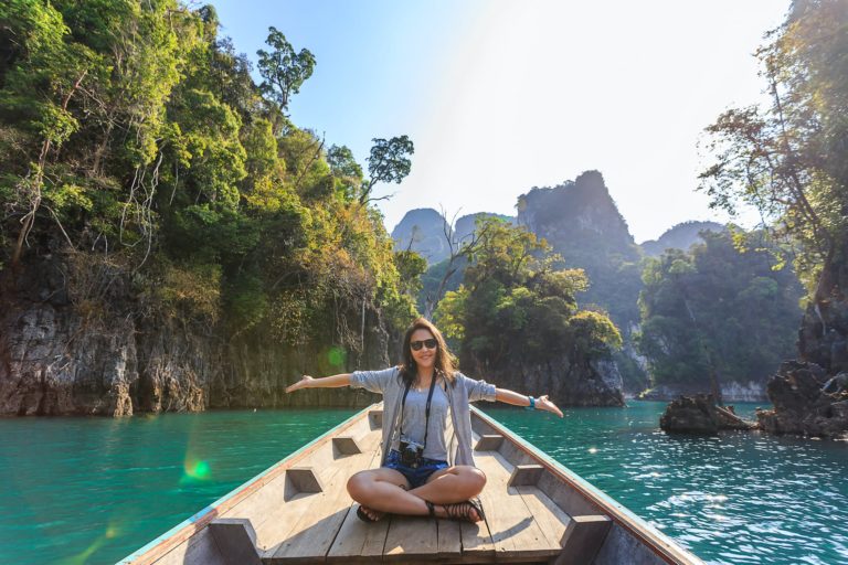 a person sitting in a boat