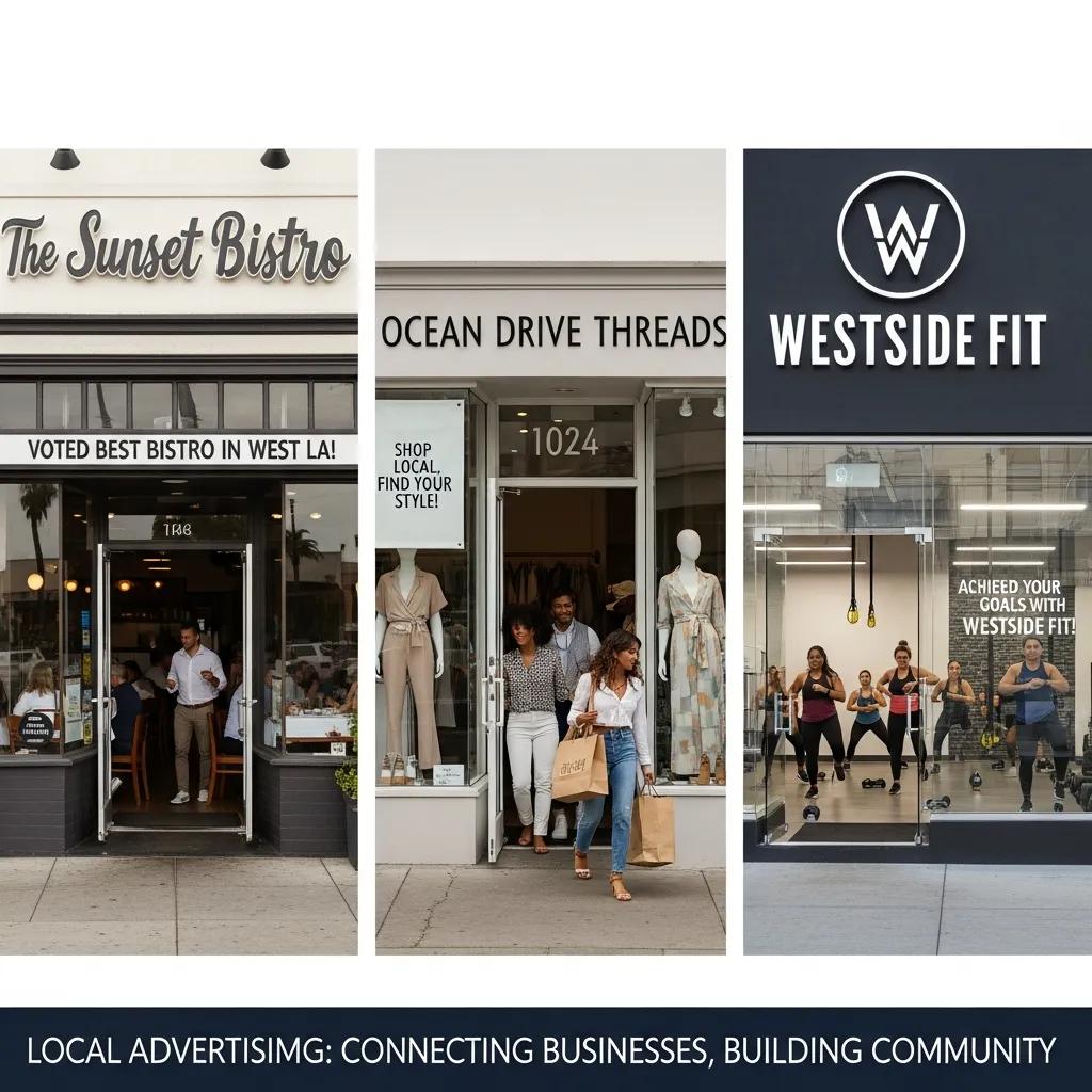 Collage of successful local businesses in West Los Angeles, showcasing the impact of local advertising
